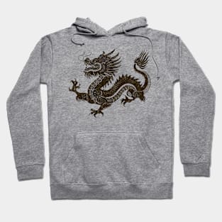 Traditional Dragon (distressed - dark brown) Hoodie